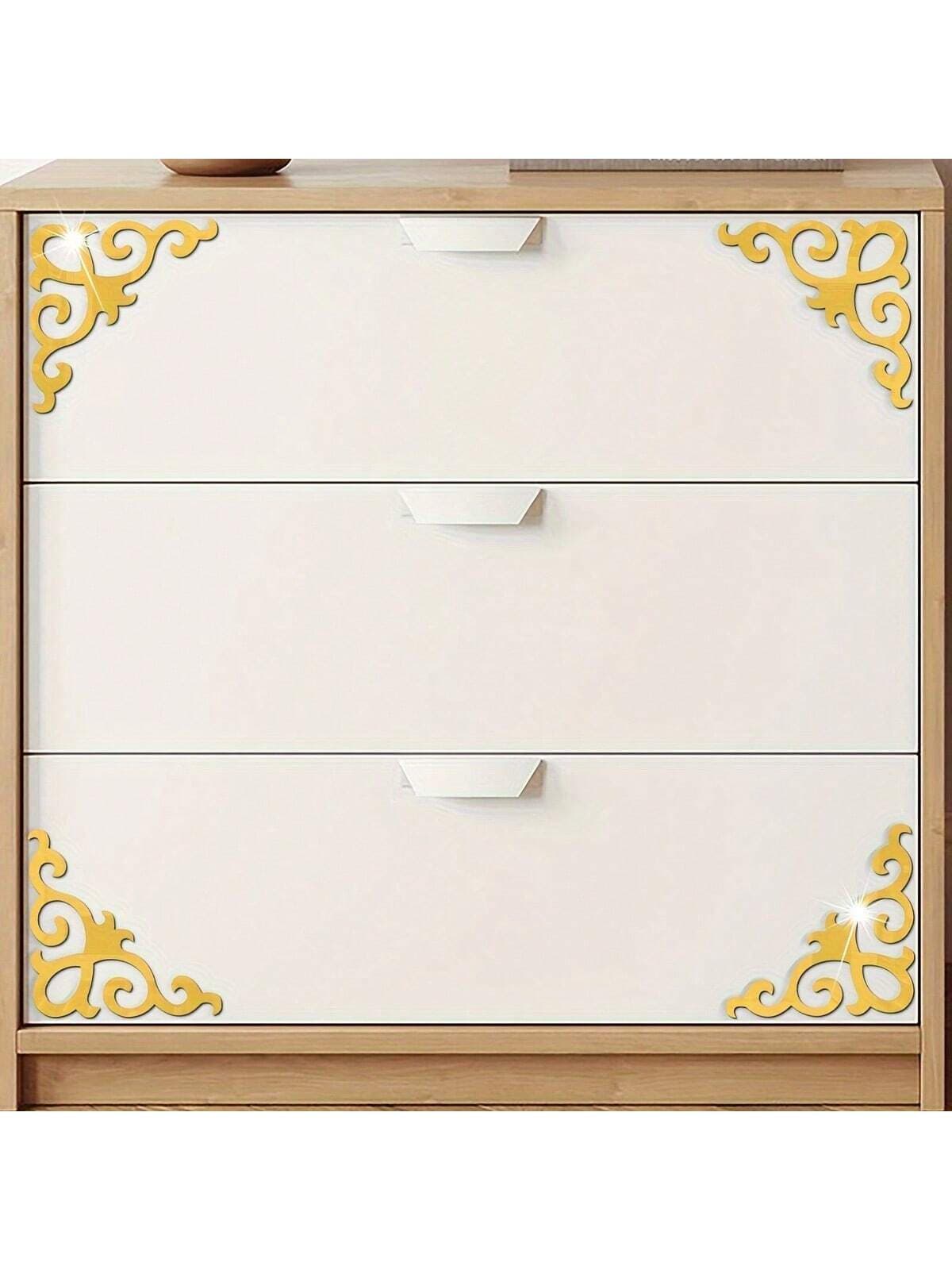 4-Piece Corner Mirror Sticker, Self-Adhesive Acrylic Wall Decals For Home Bathrooms, Door Decorations, And Cabinet Frame Stickers - 1mm - View 1