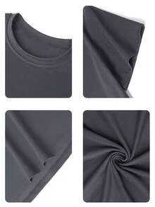 Áo thun ngắn tay cổ tròn in họa tiết phong cách thường ngày cho bé trai, thích hợp mặc mùa hè. - Màu xám đen - Xem 11