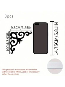 4-Piece Corner Mirror Sticker, Self-Adhesive Acrylic Wall Decals For Home Bathrooms, Door Decorations, And Cabinet Frame Stickers - 1mm - View 14
