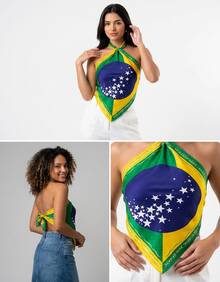 Stampaholics Large Sublimated Satin Scarf For Women's Hair Bag 90x90 Cm Brazil Light Blue - 彩色 - 查看 6