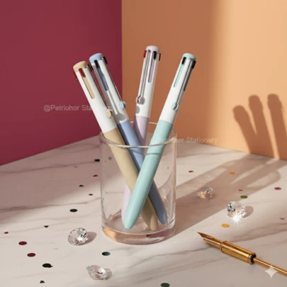 4支装多色中性笔，黑/红/蓝/绿，0.5毫米速干书写笔，办公用品