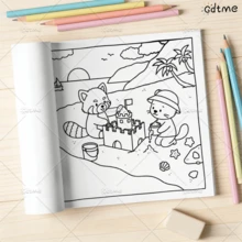 GDTME 1 "Cute Summer" Adult Coloring Book - Warm And Comfortable Design, Summer Elements: Delicious Watermelon, Happy Picnic, Beach Vacation, Relax Body And Mind, Birthday Gift, Back To School Gift, Easter Gift, Mother's Day Gift, Coloring Book, Office Supplies, Learning Supplies - TL-446 - View 4