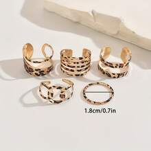 5pcs Fashionable Elegant Vintage Personalized Sexy Line Leopard Print Design Open Ring Set, Suitable For Women's Daily Wear - Multicolor - View 5