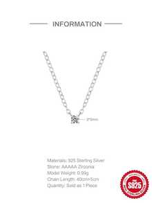 SYMFNY 1 件 925 纯银 2.0 毫米立方氧化锆吊坠项链，女士/女孩款，18k 镀金，40 厘米细链叠戴项链 - 銀色 - 查看 6