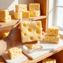 1pc Cheese Block Slow Rebound Stress Relief Toy: Cute Swiss Cheese Shaped Slow Rebound Toy, Soft And Slowly Rising, Suitable For Children And Adults, Great For Desktop Play And Anxiety Relief. - NNL29 - View 9