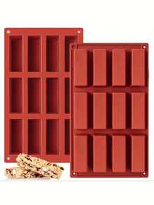 1pc Silicone Granola Bar Mold, 12-Cavity Rectangular Protein Bar Mold, Silicone Baking Mold Suitable For Butter/Chocolate/Candy/Cereal/Energy Bars - Multicolor - View 1