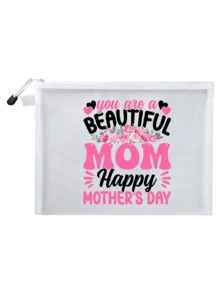 1pc Mother's Day Themed Makeup Mesh Bag, Mother Makeup Bag, "You Are A Beautiful Mother, Happy Mother's Day" Floral Pattern, Mother Gift, Large Capacity Women's Travel Makeup Bag Toiletries, Diy Storage Bag, Portable Foldable Storage Bag, Suitable For Personal Travel Cosmetics Collection, Travel Small Bag Toiletries Bag - Multicolor - View 15