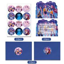 KPOP Witch Hunting Girl Group Party Invitation Set - Set Includes 12 Fill-In Cards, 12 Envelopes, And 12 Stickers, With Cute Cartoon-Themed Birthday Invitations - One Size Fits All - View 12