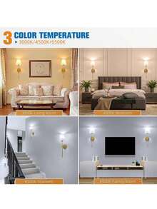 2 đèn treo tường chạy bằng pin màu vàng, đèn LED treo tường sạc lại được với chao đèn bằng vải, đèn treo tường không dây cho phòng ngủ và đầu giường. - Một cỡ - Xem 2