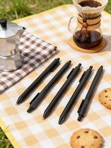 流畅快速中性笔，学生考试办公签名笔，0.5毫米黑色钢笔，按压式圆珠笔，书写流畅，学生文具办公签名笔 - A-黑色 - 查看 4