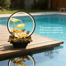 High End Durable Wrought Iron Water Crafts Ornaments, USB Powered Indoor Office Decorations, Desktop Fountain Waterfalls, Both Portable Relaxation And Humidification Functions, Flower Shaped Natural Wind, Zen Design, Suitable For Room Decoration, Valentine's Day, Christmas, Halloween, Mother's Day, Thanksgiving, Easter Day Gifts, And Birthday Housewarming Promotion Gifts. - JR015LED - Xem 8