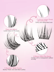 100pcs C-Curl Curly Anime False Eyelashes, Soft DIY Segmented Flocking Lashes, 5D Fluffy Natural Look Fake Eyelashes - View 4