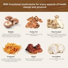 Lion's Mane & Turkey Tail Mushroom Coffee – Asado oscuro con 6 adaptógenos y prebióticos – Café instantáneo para la energía, el enfoque y la digestión – 30 porciones - Óxido marrón - Ver 4