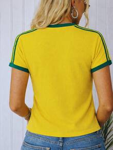 Brazil Embroidered T-Shirt – Women's - 黃色 - 查看 2