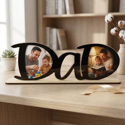 Dad Letter Shaped Photo Frame, Fits 2.9*3.9 Inch Photo, Father's Day Gift, Gift For Dad, Grandpa, Father's Birthday, Husband Father's Day Gift, Holiday Party Favor, Frame For New Fathers
