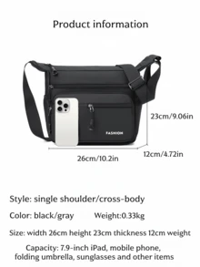 Lightweight Men's Multi-Pocket Messenger Bag, Durable Nylon Material, Ideal For Commuting And Travel - Multi-pocket 2 - View 13