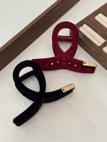 Fashionable Flocked Metal Clip Hairpin, Elegant Hair Claw For Women - Multicolor - View 2