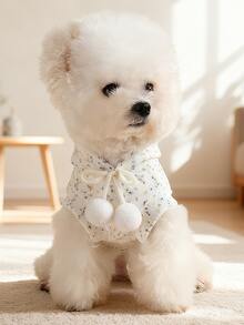 PETCIRCLE 1件宠物衣服，可爱鸭子图案连帽卫衣，适合狗狗和猫咪 - 米色 - 查看 3