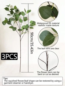 1支 90cm 人造尤加利葉莖噴枝 | 絲塑綠植，適用於居家/婚禮/派對裝飾，送給女性與媽媽的完美情人節禮物，適合花園、園藝、園藝用品、植物、野餐、仙女花園 - 綠色 - 查看 15
