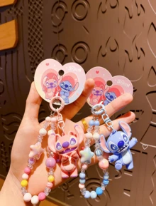 Disney Lilo & Stitch Beaded Keychain With Charm - Cute Kawaii Angel And Stitch Soft Plush Key Ring Pendant For Bag & Phone, Durable Acrylic Beads & Fabric, Perfect Gift For Women, Men, Teens, Fans, And Anime Lovers, Christmas Stocking Stuffer - Multicolor - View 4