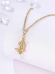 1 pieza Collar de mujer de aleación de cobre con diseño geométrico elegante de tulipán y estallido de estrellas - geometría - Ver 3