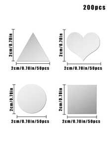 200 Pieces Of Small Triangular, Circular, Square, Heart-Shaped Combination Mirror Wall Stickers - 1mm - View 10