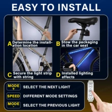 1-Tow-2 Scooter Light, A Must-Have For Night Riding, Easy To Install, Motorcycle And Car Outline Decorative Light, Scooter LED Light, Room Decoration. - 2-in-1 RGB Color-changing LED Bicycle Light - View 8