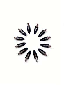 12个/24个新款时尚可爱侧夹，不伤发造型工具，发饰，鸭嘴夹，迷你夹，化妆用品 - 黑色 - 查看 3