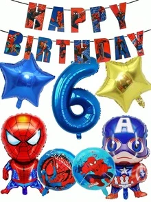 Marvel 蜘蛛侠漫威主题生日派对装饰套装，包含卡通气球和32英寸大数字装饰，适用于庆祝活动和礼品/花束。 - 氣球套裝 - 查看 9