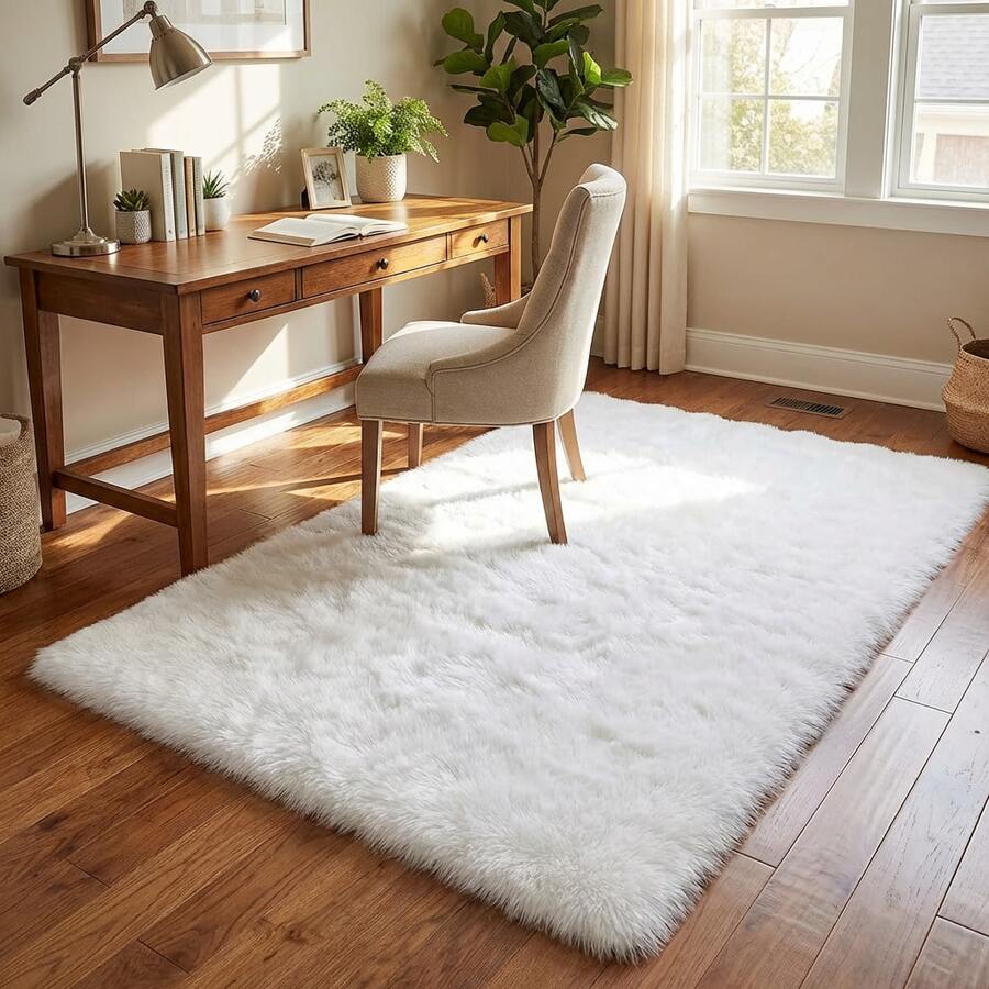Black, Ultra-Soft, Fluffy Shaggy Rug – Cozy Rug For Bedroom, Living Room Or Children's Room, Non-Slip, Modern Accent In Chic Colors - 米白色 - 查看 1