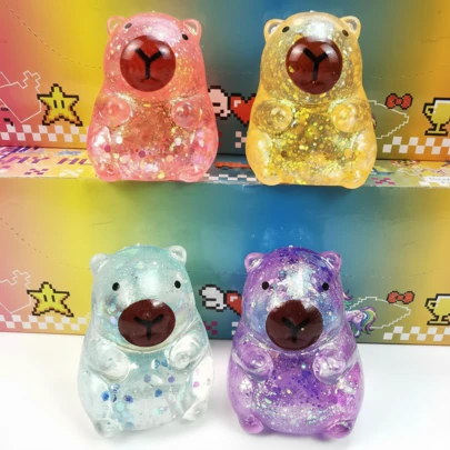 1 pieza Juguete lento de oso luminoso: Lindo oso pequeño transparente y brillante de rebote lento, juguete suave de rebote lento para aliviar el estrés, adecuado para niños y adultos, excelente para jugar en el escritorio y aliviar la ansiedad.