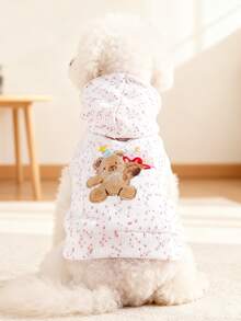 PETCIRCLE 1pc Pet Clothes, Cute Hoodie Sweatshirt For Dogs & Cats - Party Bear - Beige - View 1