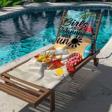 1pc Beach Towel With Girls Just Wanna Have Pattern - Soft, Absorbent & Quick-Drying Swimming, Sunbathing And Casual Parties - 白色 - 查看 5