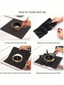 燃气灶炉头保护罩，1/4/6个装，耐热，不粘，可重复使用，燃气灶盖保护罩，可用洗碗机清洗，10.6英寸 x 10.6英寸 - 黑色 - 查看 9