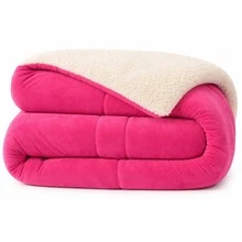 Sherpa Comforter, Blanket, And Comforter, Queen Size, Thick, Various Colors - Hot Pink - View 2