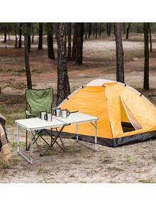 1pc Outdoor Folding Table, Portable Camping Table, Lightweight Aluminum Alloy Picnic Table, Multi-Purpose Table For Patio Barbecues And Stalls, Backyard Garden Barbecue Table, Portable Outdoor Party Table, Lightweight Aluminum Alloy Table For Outdoor Camping, Heavy-Duty Stall Equipment Table, Suitable For Outdoor Camping, Outdoor Backyard Barbecues, And Picnic Stalls. - Silver - View 5