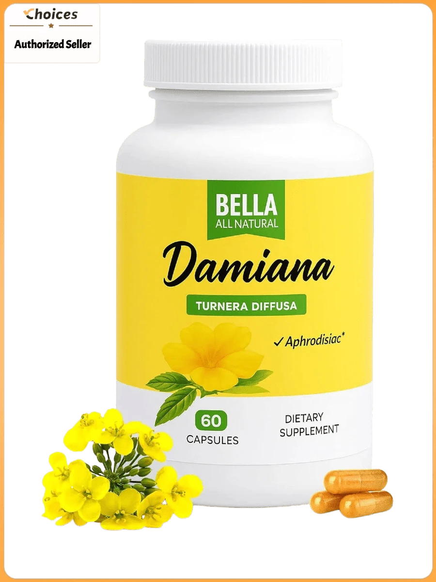 Damiana Leaves Herbal Supplement Capsules | Plant-Based Botanical Wellness Formula | Vegan Gluten-Free Daily Supplement | 60 Capsules - 1 Bottle - 查看 1