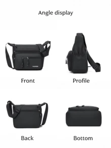 Lightweight Men's Multi-Pocket Messenger Bag, Durable Nylon Material, Ideal For Commuting And Travel - Multi-pocket 2 - View 11