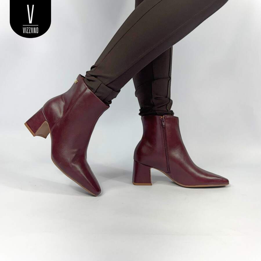 Vizzano Napa Geneva Country Boot With Low Block Heel - Side Zipper - Burgundy - View 1