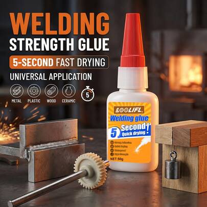 LOOLIFL 5秒速干焊接胶，1-3支装50克多用途强力胶，高强度防水瞬干胶，适用于金属、塑料、木材、陶瓷、电子产品及DIY维修