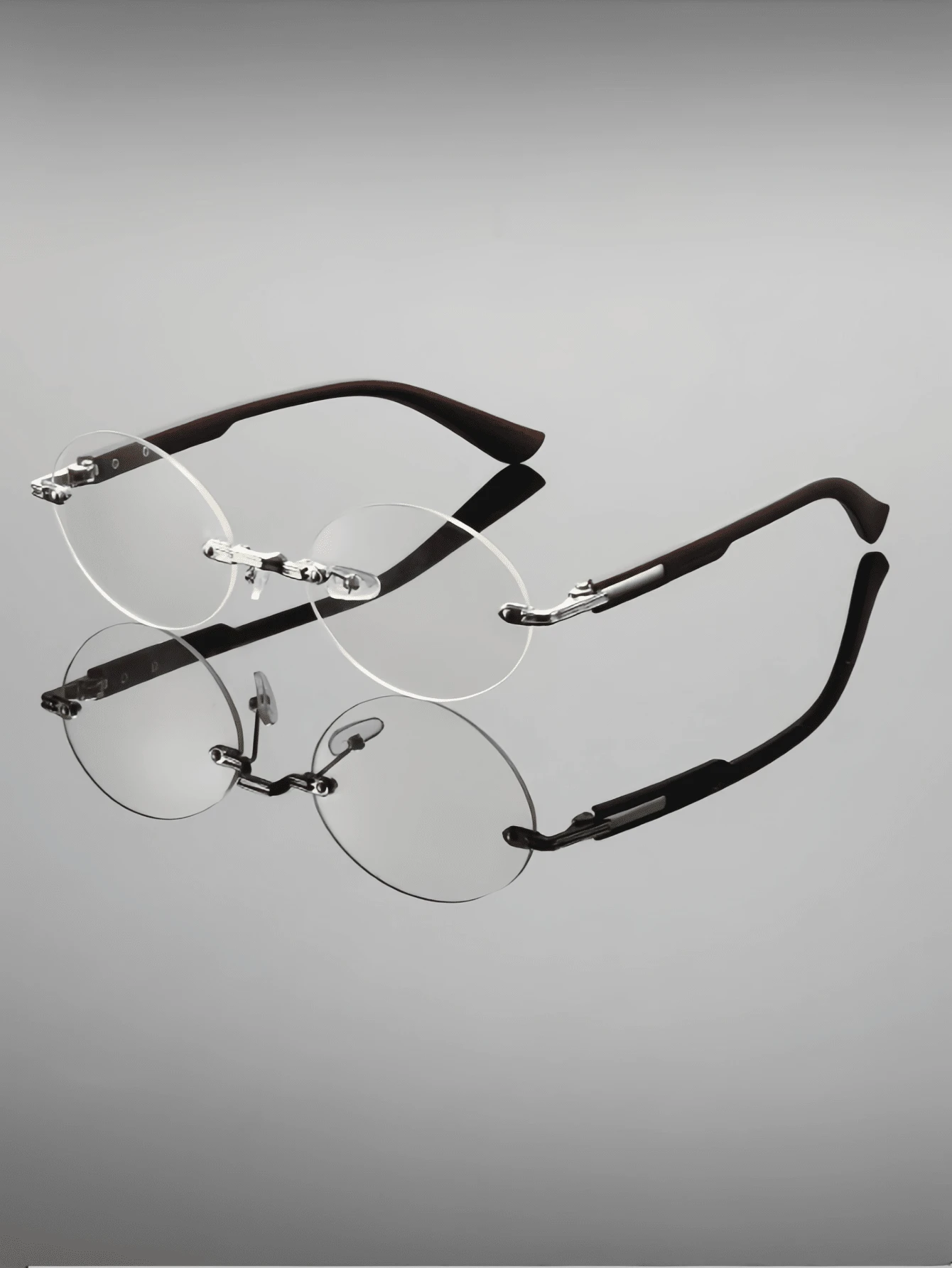 1 par de gafas con montura metálica ovalada sin borde y lentes transparentes, unisex - yinping - Ver 1