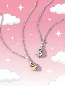 1 pieza Collar de mujer de aleación de cobre con diseño geométrico elegante de tulipán y estallido de estrellas - geometría - Ver 2