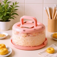 Wadah Kue Multifungsi dengan Pegangan dan Pengunci yang Aman, Kotak Penyimpanan Kue untuk Menjaga Kesegaran, Anti Bau, Cocok untuk Penggunaan di Rumah, Kontak dengan Makanan - Wadah Portabel untuk Makanan Penutup, Buah, dan Pengawetan Makanan - Berwarna merah muda - View 2