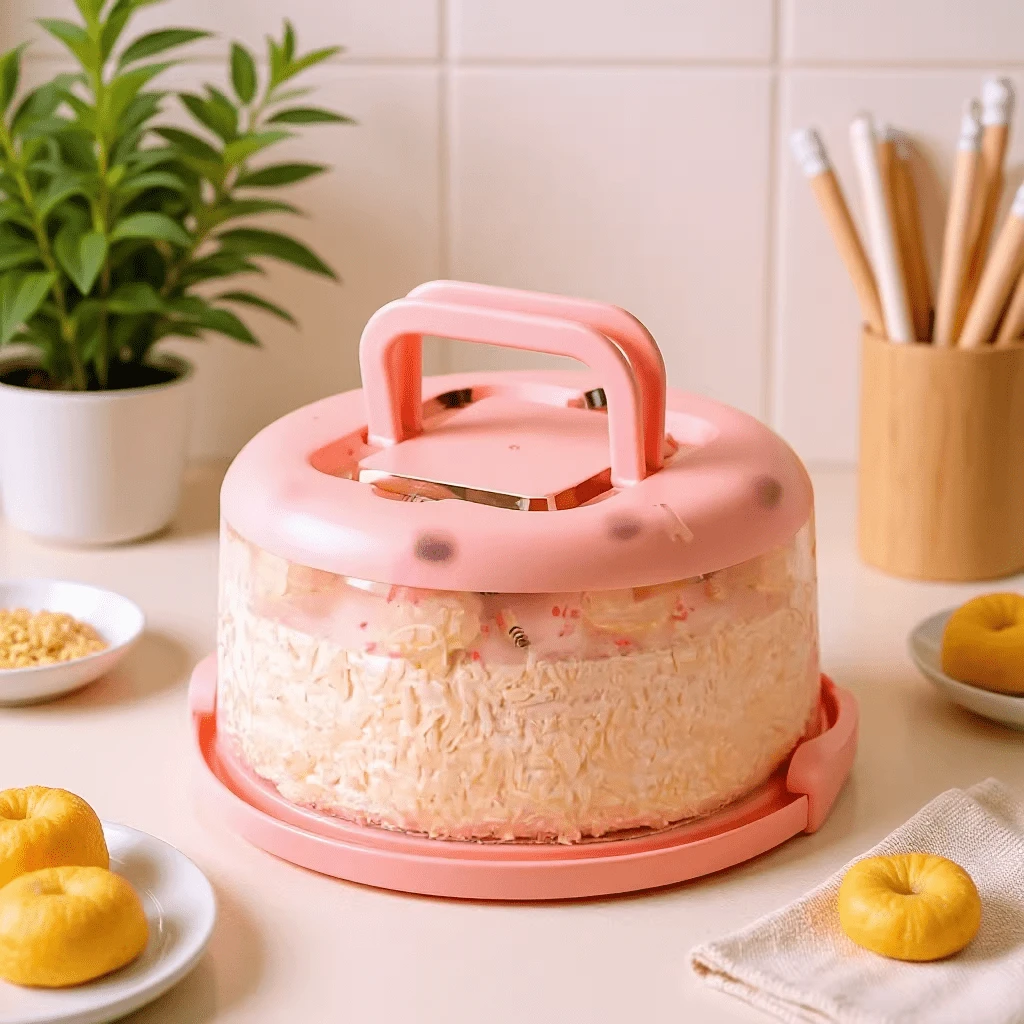 Wadah Kue Multifungsi dengan Pegangan dan Pengunci yang Aman, Kotak Penyimpanan Kue untuk Menjaga Kesegaran, Anti Bau, Cocok untuk Penggunaan di Rumah, Kontak dengan Makanan - Wadah Portabel untuk Makanan Penutup, Buah, dan Pengawetan Makanan