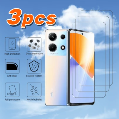 3片装高清手机屏幕保护膜，适用于Note 40X 5G/Note 30/Note 30 5G/Note 30 Pro/Note 30 VIP/Note 11S/Note 11S NFC/Hot 50i/Hot 50 4G/Hot 50 5G/Hot 50 Pro 4G/Hot 40/Hot 40i/Hot 40 Pro/Hot 30 5G/Hot 30/Hot 20S/Hot 11s/Hot 11S NFC/Smart 9/Smart 8/Smart 8 HD/Smart 8 Plus/Smart 8 Pro/Zero 5G 2023/Zero 5G/GT 20 Pro/GT 10 Pro系列，强力保护，易于安装，高清晰度，无气泡。