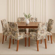 6-Seater Chair Cover Kit For Kitchen Dining Room Printed Gel Mesh Offer - 米色 - 查看 3