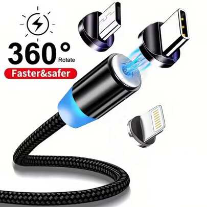 三合一磁吸快充线，双重加固安全夹，强磁吸附，紧密贴合，防滑不松动，闪充无损，智能稳压，多重保护，抗弯折，不易断裂，升级加固尼龙编织，10000+次弯折寿命，经久耐用，兼容苹果17/16/15/14系列及安卓设备，USB/Type-C多接口，一线三用，车载/家用/办公通用，便携防缠绕，快速充电，数据传输稳定，高品质高端快充线