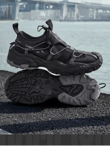 CAMEL CROWN Spring Retro Thick-Soled Height-Increasing Breathable Outdoor Sports Casual Shoes - Black - View 3