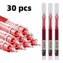 30pcs High Quality Gel Pens, Liquid Ink Ballpoint Pens, Minimalist Stationery, Student & Office Supplies, 0.5mm Direct Liquid Quick-Drying Ballpoint Pens, Black, Blue, Red Neutral Pens, Suitable For Students, Schools, Offices, Home Use - Direct Liquid Ballpoint Pen - View 13