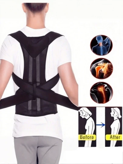 1pc Autumn/Winter Invisible Posture Corrector Back Support Belt, Suitable For All Ages, Sports & Outdoor Accessory, Assist Training Tool, Correct And Prevent Hunchback, Christmas, Thanksgiving, New Year Gift, Fitness Belt, Waist Trainer And Sports Waist Belt